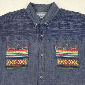 Staple Rugged Outdoors Chambray Button Down Shirt Mens 2XL Blue Cotton